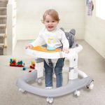 R for Rabbit Little Feet Sportz Baby Walker for Kids 9 to 18 Months for boy Girl Push Activity Walker with Music | 6 Months Warranty | (Grey White)