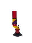 VOLCANO Durable Acrylic Bong 30cm Metallic Red with Yellow Metallic Sections and Ninja Style Opaque Purple Scarf – Turbo Shooter Design, Portable, and Easy to Clean 1 Piece