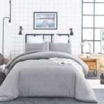 Houseri Light Grey Comforter Queen Size Solid Silver Gray Comforter Bedding Sets Queen for Women Men Boys Girls Teens Elegant Pale Grey Queen Comforter Sets Light Gray Ultra Soft Bedding Quilts Queen