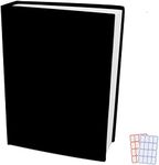 Black Stretchable Jumbo Book Sleeve Covers, Washable Reusable Book Protector fits Hardcover Textbooks up to 9" X 12" Office Supply with Free Sticker Labels (1 Pack, Black)