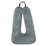 3-7 Y/O Kids Travel Pillow for Car & Airplane, Soft Kids Neck Pillow for Traveling in Car Seat, Provides Double Support for Toddlers Head & Chin in Road Trips, Washable (Grey)