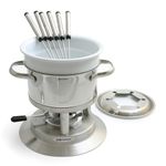 Swissmar F66417 Arosa Fondue Set 11-Piece, Multi-Purpose Fondue Set for Meat Broth, Cheese and Chocolate with Ceramic Insert,1.5L, includes 6 Forks, Gift Boxed