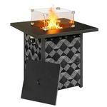 Outsunny Propane Fire Pit Table, 28 Inch Gas Fire Pit with Explosion-Proof Net and Glass Wind Guard, Lava Rocks, Gas Tank Holder, 40,000 BTU Outdoor Firepits for Garden Patio