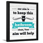 Chaka Chaundh - bathroom poster - bathroom posters with frame - bathroom quotes framed posters - Washroom Quotes Frames - Toilet Quotes Wall Hanging - (14 X 11 Inches) (White-Aqua-Vintage)