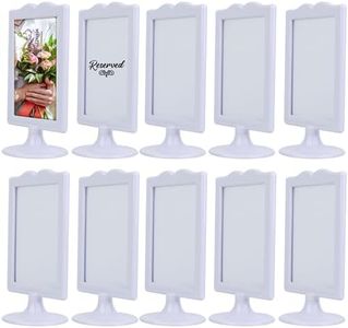 ALBEN Elegant Double Sided Standing Picture Frames - (White, 10 count) 4x6 Inch Pedestal Photo Frame with Inserts and Base - 2 Sided Frame for Vertical Display