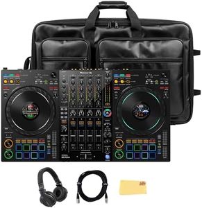Pioneer DJ DDJ-FLX10 4-Channel Professional DJ Controller - Black Bundle with Carrying Case, HDJ-CUE1 Headphones, XLR Cable, and Austin Bazaar Polishing Cloth