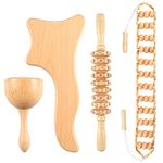 Dastre 4 in 1 Wood Therapy Massager Tools, Lymphatic Drainage Massager, Wood Massage Tools for Body Gua Sha, Applicable to Neck, Legs, Back,Relieve Pain and Relax Muscle