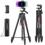 CAMOLO Phone Tripod，63.6”Camera Tripod for Travel Aluminum Lightweight Tripod with Travel Bag Vlogging for Camera DSLR Cell Phone Tripod Video Photography for YouTube