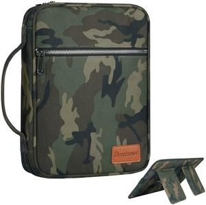 Derstuewe Bible Cover, Carrying Book Case Church Bag Bible Protective with Handle and Zippered Pocket, Gift for Women and Men, Camo…