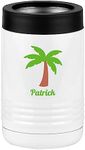 Personalized Beverage Holder, Palm Tree Beach Fun Can Cooler, White Polar Camel, Stainless Steel, Vacuum Insulated, by Just So Posh