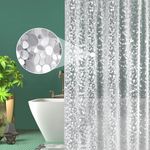 EurCross Eco-friendly Shower Curtains with Crystal Stone, Waterproof and Mildew Resistant Semi-Transparent Bathroom Curtain with Hooks - cobblestone - 54W x 72L