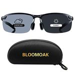 Bloomoak Photochromic Driving Glasses - Photochromism & Polarization |Adjustable Nose Pad |Non-Slip Temple - For Sunny & Cloudy Day Driving |Fishing |Golf |Reduce Glare |UV400 Eyes Protection