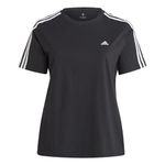 adidas Women's Essentials Slim 3-Stripes Tee (Plus Size), Black/White, XL Plus