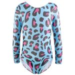 XiaoMoSha Gymnastics Leotards for Girls Long Sleeve Dance Leotard Sparkle Ballet Dancewear for Little Girls,BlueLeopard,9-10 Years