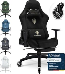 Dowinx Gaming Stuhl, Atmungsaktiver und Ergonomischer Bürostuhl aus Mikrofaser-Velours, Weiches Sitzgefühl wie Pelz, Verstellbarer Schreibtischstuhl mit Fußstütze, Hellschwarz
