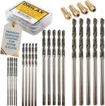 Diamond Drill Bit Set 1mm 1.5mm 2mm 2.5mm 20 Pieces 4 Sizes Compatible with Dremel Collets Included Twist Tip Jewelry Beach Sea Glass Shells Gemstones Lapidary Ornament Bracelet Necklace Arts Crafts