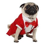 Dog Tuxedo or Dog Tuxedo Wedding Dress, Pet Outfit for Dogs, Dog Clothes, Elegant Dog Costume, Dog Dress for Male Dogs,Dogs Tuxedo, Dog Wedding Bow Tie Shirt Formal (Red)(16)