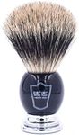 Parker Safety Razor Handmade Deluxe Long Loft 100% Pure Badger Shaving Brush with Black & Chrome Handle - Brush Stand Included