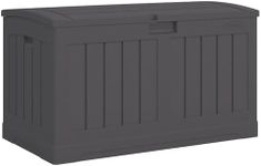 Suncast 50-Gal Medium Capacity All-Weather Plastic Outdoor Storage Deck Box with Arched Lid for Patio, Garden, and Pool, Peppercorn