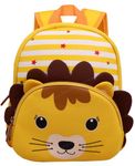 Toyshine 12" Cute Lion Face Backpack for Kids Girls Boys Toddler Backpack Preschool Nursery Travel Bag, Mini Size - Yellow