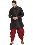 VASTRAMAY Plus Mens Silk Blend Black And Maroon Kurta And Dhoti Set - Classic Ethnic Attire for Cultural Celebrations_VPLUSMUK001BLnCDMA_44