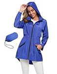 Light Rain Jacket Women With Hood Long Waterproof Rain Coat Hooded Windbreaker Blue M