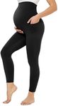 QGGQDD Maternity Leggings Over Bump with Pockets High Waisted Pregnancy Leggings for Women Gym Yoga Pants(Black,Medium)