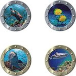 ANHUIB 3D Sea Life Wall Stickers,Ocean Fish Wall Stickers for Bathroom,Sea Animals Wall Decals for Nursery,Dolphin Shark Turtle Wall Stickers,Under the Sea Wall Murals for Kids Bedroom Boys Girls Room