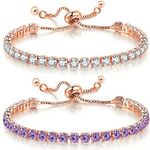 Suyi Tennis Bracelets for Women Cubic Zirconia Bracelet Adjustable Slider Bracelet Jewelry White Purple