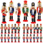 24 Pieces Christmas Nutcracker Ornaments Nutcracker Christmas Decorations Wooden Nutcracker Soldier Hanging Ornaments for Christmas Decoration Tree Figure Puppet Toy Present