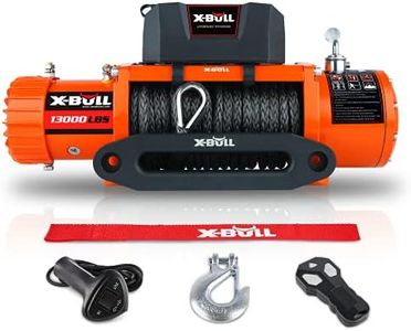 X-BULL New 13000lbs/5896KGS Super High Load Capacity Winch 12V Synthetic Rope Electric Winch with Hawse Fairlead Wireless Remote Control and Wired Control Towing Car SUVS Trucks