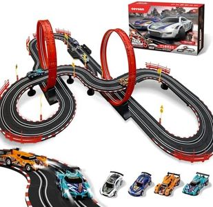 Slot Car Race Track Sets for Kids -30FT Electric Race Car Track with 4 High-Speed 1:43 Slot Cars, Lap Counter, Dual Racing Game &Multiple Types of Tracks - Christmas, Birthday Gift Toys for Ages 8-13