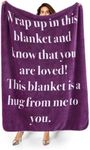 Bedsure Get Well Soon Gifts for Women - After Surgery Blanket with Inspirational Words Sympathy Gift for Men Hug Soft Fleece Healing Blanket Dark Purple 50x60 Inch