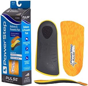 PowerStep Pulse 3/4 Orthotics - Arch Support Inserts + Pain Relief for Cleats & Tight Running Shoes - Insoles for Plantar Fasciitis, Mild Pronation, and Shin Splints, Gray, Men's 9-9.5 / Women's