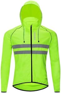 WOSAWE Veste de Cyclisme avec Capuche Cachée, Hauts de Vélo de Montagne Haute Visibilité Coupe-vent pour Randonnée, Course, Camping, Équitation (Vert, L)
