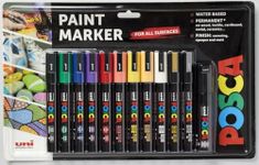 Posca - Standard PC-5M Acrylic Paint Pens (12pc), Multisurface Water Based Markers Ideal for Rock Painting, Canvas, Glass, Wood, Metal, Fabric, Colouring, Arts and Crafts