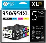 Smart Ink Compatible Ink Cartridge Replacement for HP 950 951 XL 950XL 951XL (2BK&C/M/Y, High Yield 5 Pack) for Officejet 8100 8600 8610 8620 8630 8640 8660 8615 8625 251DW 276DW Printers