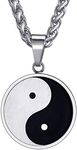 vicima Yin Yang Necklace for Men Tai Chi Pendant with 24 Inch Stainless Steel Chain for Men, Stainless Steel, No Gemstone