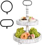 AONEHOME Halloween Christmas 2 Tiered Tray Stand, White Tiered Tray Decorative Trays – 2 Tier Cupcake Stand - 2 Tier Serving Tray - Tiered Tray Decor