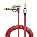 Toxaoii 3.5mm to 3.5mm & 6.5mm Replacement Audio Aux Auxiliary Cable Wire Compatible with Monster Beats by Dr Dre Solo Pro Detox Edition Headphones Extension Cord (Red, 6-10ft)