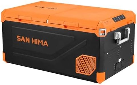 San Hima 75L Portable Camping Car Fridge, DC/AC Power Bluetooth Control Refrigerator with Double Door Detachable Lib, LG Compressor Smart Cooling & Protection -20℃~20℃, for Truck Caravan Travel Trips