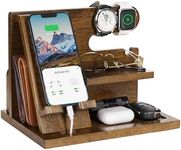 ZAPUVO Gifts for Men Dad Husband Fathers Day from Daughter Son Wife, Wood Phone Docking Station Nightstand Organizer, Birthday Gifts for Him Anniversary, for Boyfriend from Girlfriend