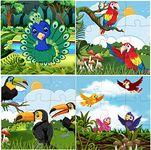 Fiddly's Wooden Jigsaw Puzzles Games for Children & Kids (Birds) - 9 Pieces (Pack of 4) Age 3+