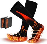 Electric Heated Socks for Men Women with 5V 6000mah Battery Foot Warmer with 360° Toe Heating Electric Socks with 4 Levels Heat Settings Suitable For Outdoor Skiing, Winter Camping, Hiking (Black)