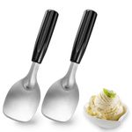 2 pcs Ice Cream Spade,Ice Cream Scoop,Stainless Steel Ice Cream Paddle with Plastic Handle,Heavy Duty & Durable Bend Proof Ice Cream Scooper Butter Cutter(Black)