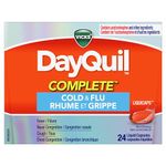 Vicks DayQuil COMPLETE Cold and Flu LiquiCaps Medicine, Non-Drowsy Daytime Multi-Symptom Relief for Cough , Congestion, Fever, Sore Throat Pain, 24 Count