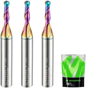 SHARPRO 1/8 Ball Nose CNC Router Bits 1/4 Inch Shank, Carbide Ballnose Up Cut Router Bit with Coated, End Mill for Wood, Aluminum, Engraving (3PCS)