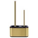 Blue Donuts Toilet Brush and Plunger Set with Holder, Sleek Minimalist Modern Gold Bathroom Accessories Toilet Plunger and Toilet Bowl Brush Combo