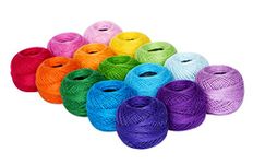 LE PAON Soft 1500Y 15 Pearl Balls Cardinal Size 8 Rainbow Colors for Crochet Hardanger Cross Stitch Needlepoint Hand Embroidery All