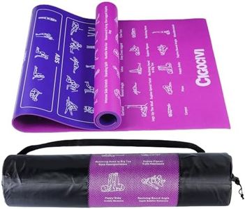 CIGOCIVI Instructional Yoga Mat with 75 Poses Printed on It, 6mm Travel Yoga Mat with Bag Gifts for Women and Men, 1/4 Inch Non-Slip, Purple & Blue